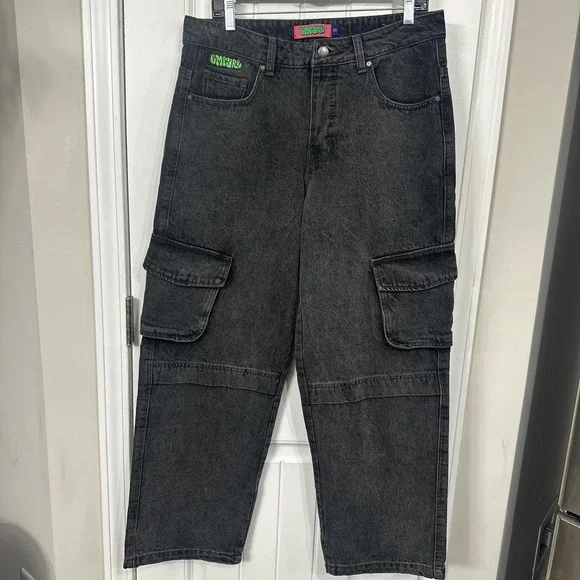 Empyre Loiter Slouchy Cargo Pants. Light black wash. - Picture 2 of 7